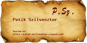 Petik Szilveszter névjegykártya